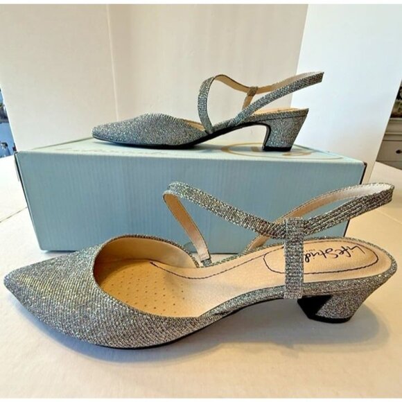 Life Stride Woman 10M Minimalist Pewter Silver Shimmer Kitten Heel Pointed Toe - Picture 3 of 9